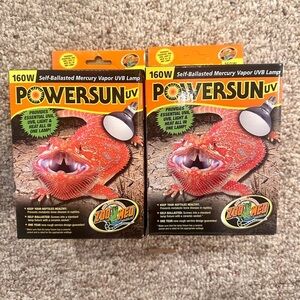 Set of Two Zoo Med PowerSun UV Bulb 160 Watt  Bulb Ideal for Large Terrariums
